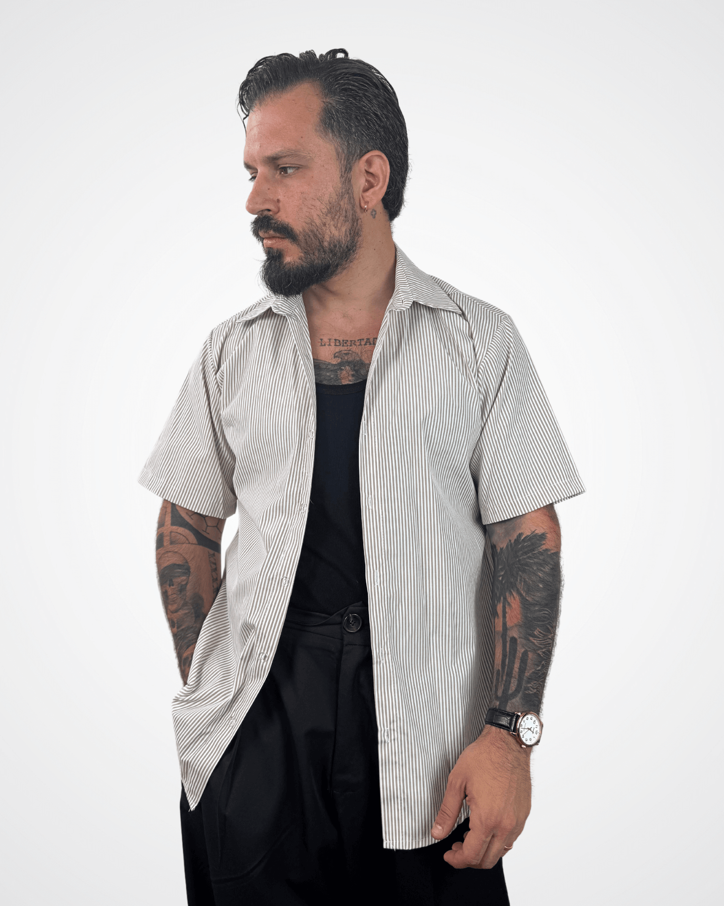 Camicia rigata mezza manica
