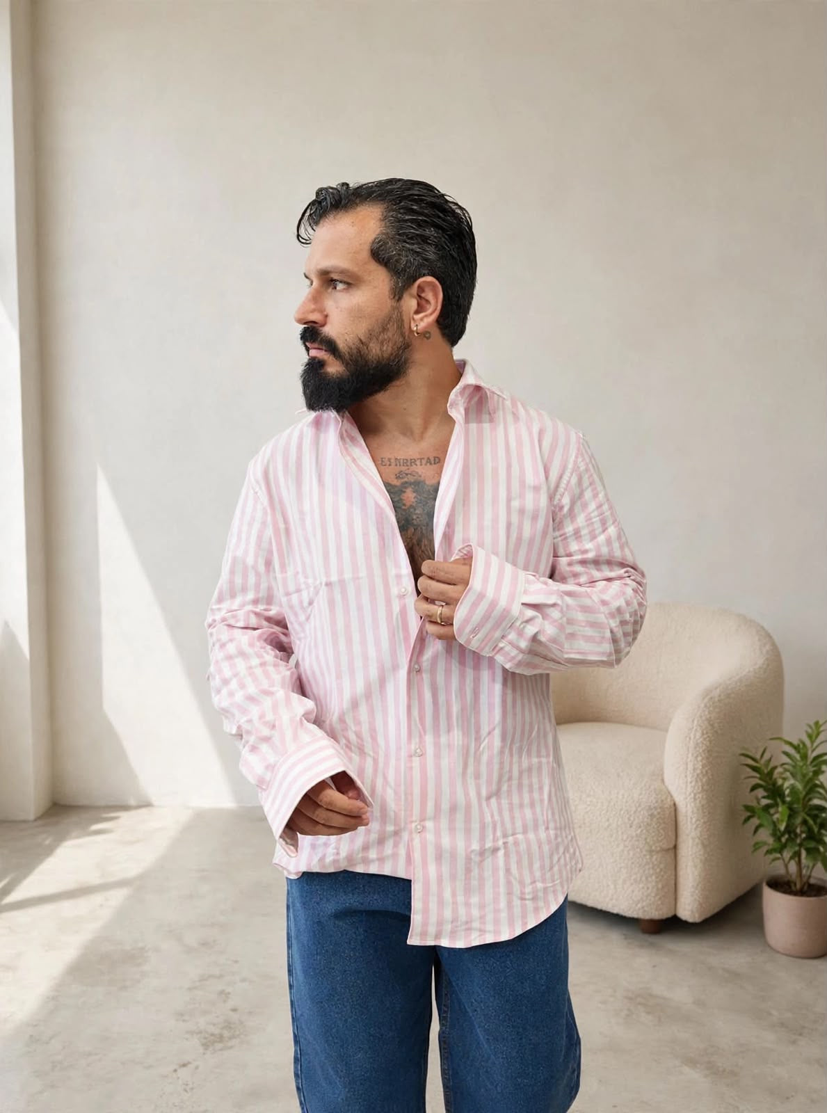CAMICIA RIGATA OXFORD ROSA