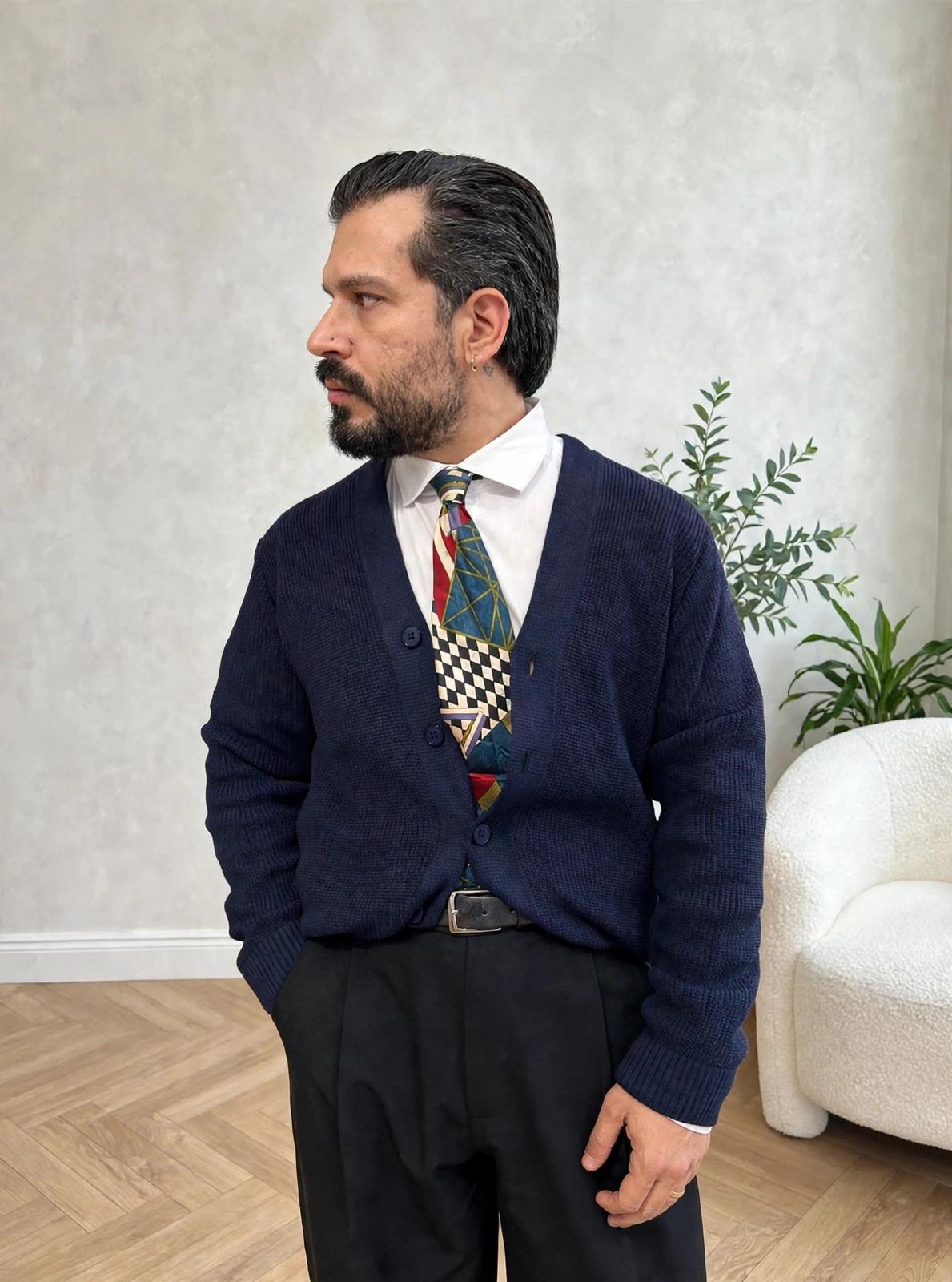 CARDIGAN DAMON BLU NAVY