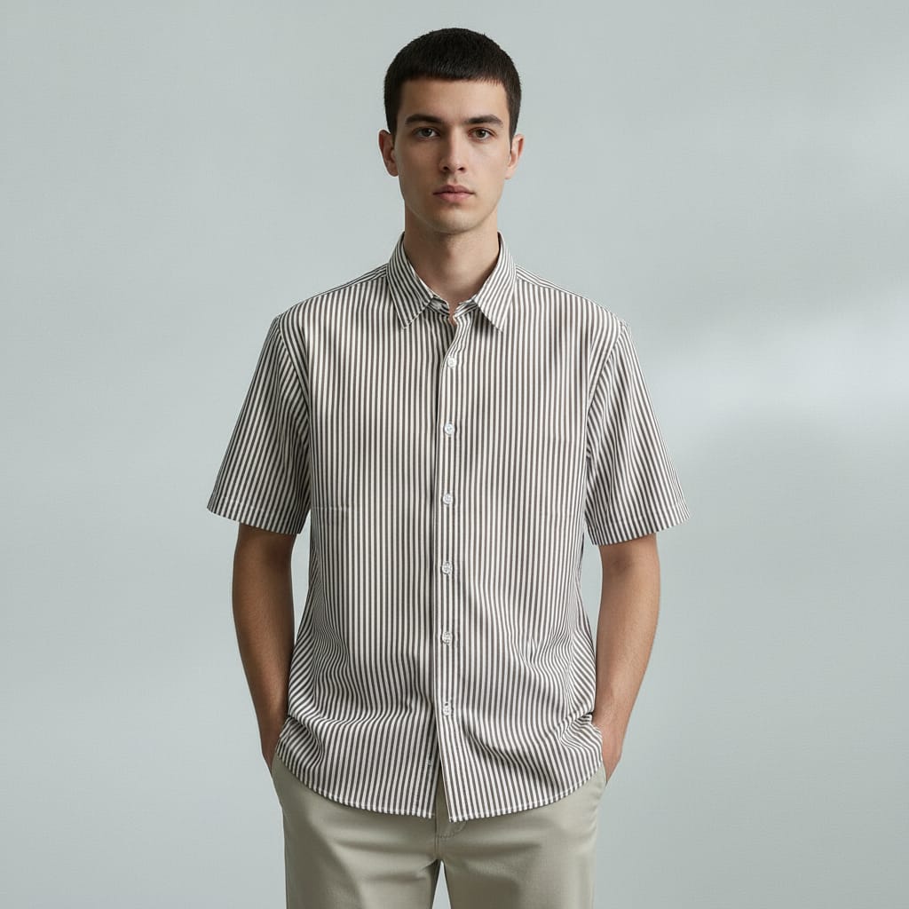 CAMICIA RIGATA TABACCO