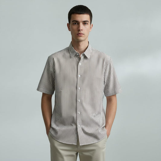 CAMICIA RIGATA TABACCO