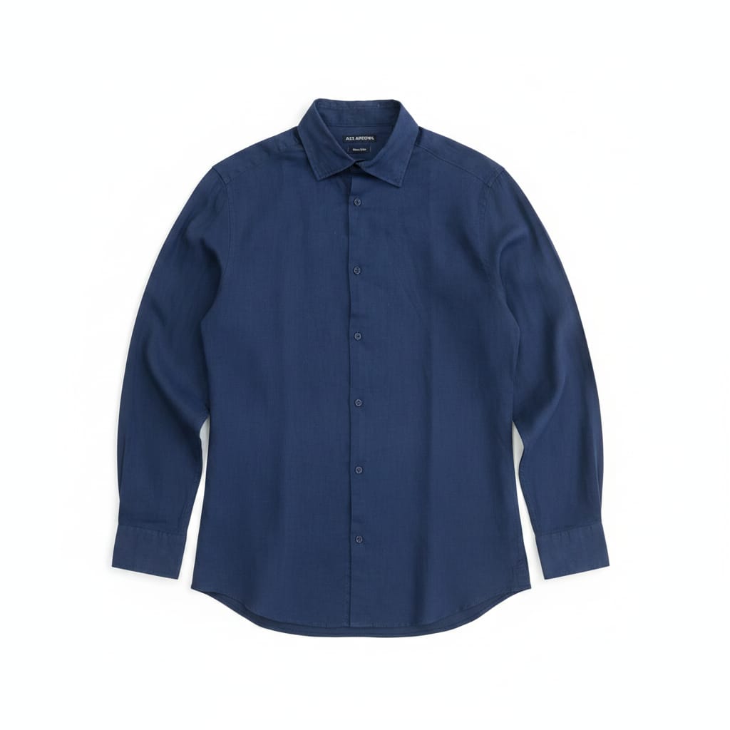 CAMICIA MISTO LINO BLU NAVY
