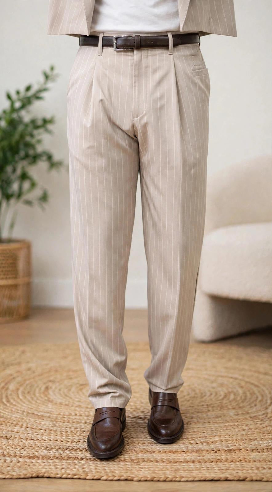 ABITO DOPPIOPETTO GESSATO BEIGE