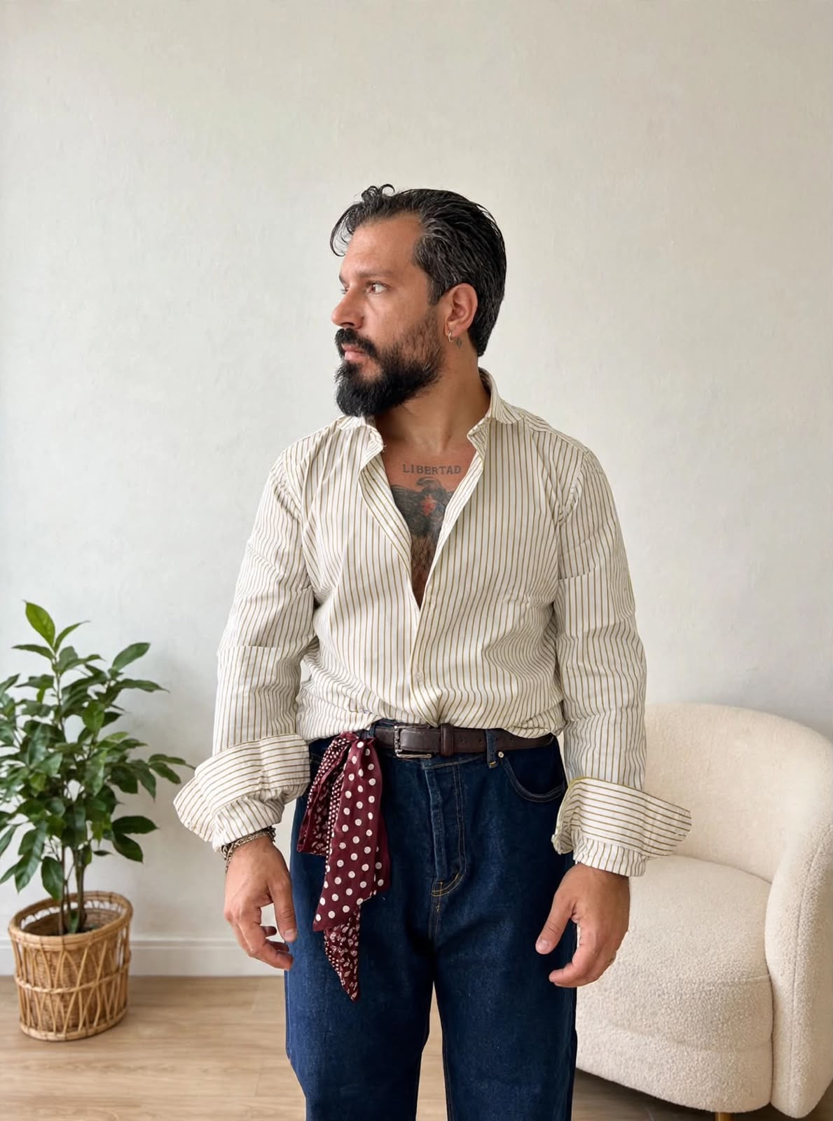 CAMICIA RIGATA VERDE OLIVA