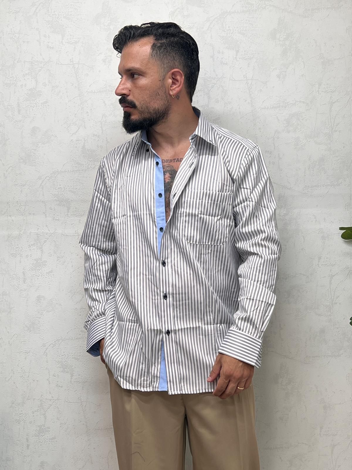 camicia rigata manica lunga