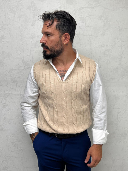 gilet zeno con treccia