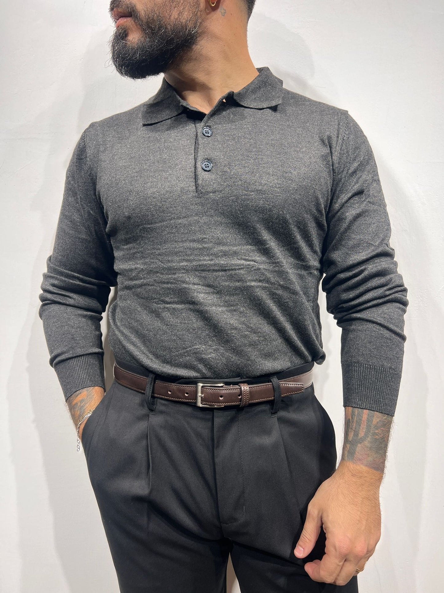 polo manica lunga in filo