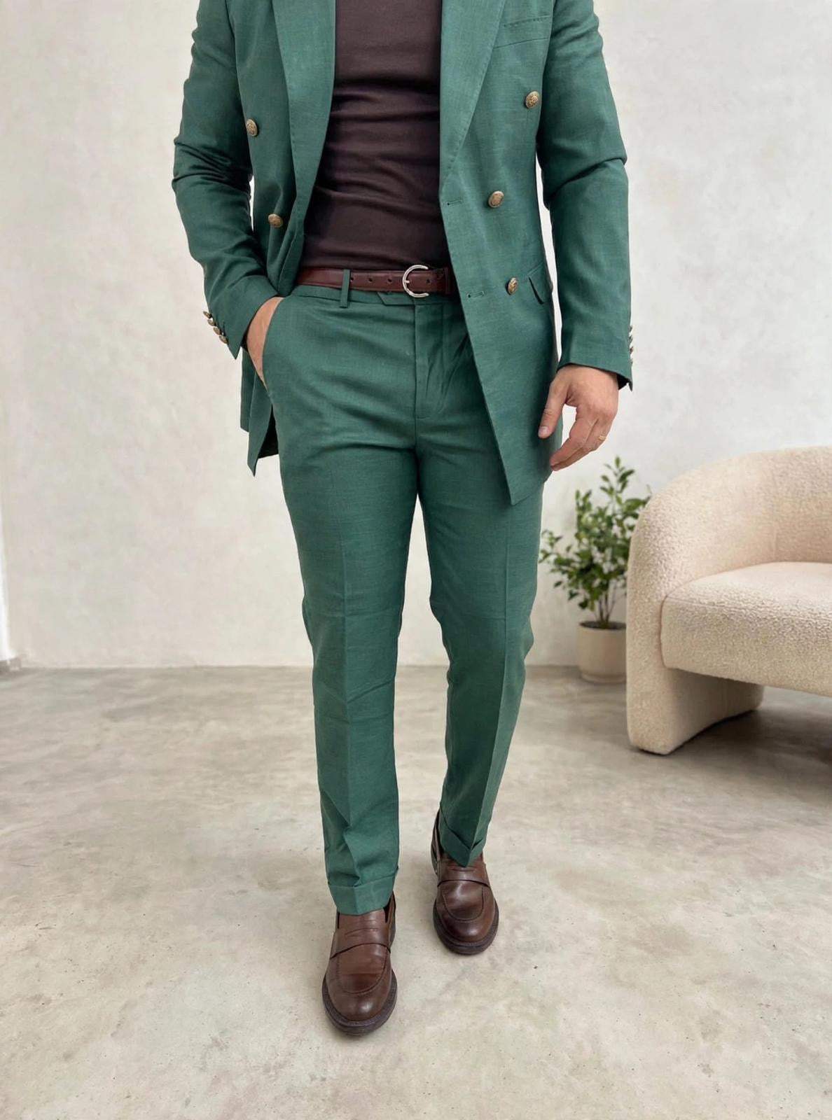 ABITO DOPPIOPETTO SLIM VERDE