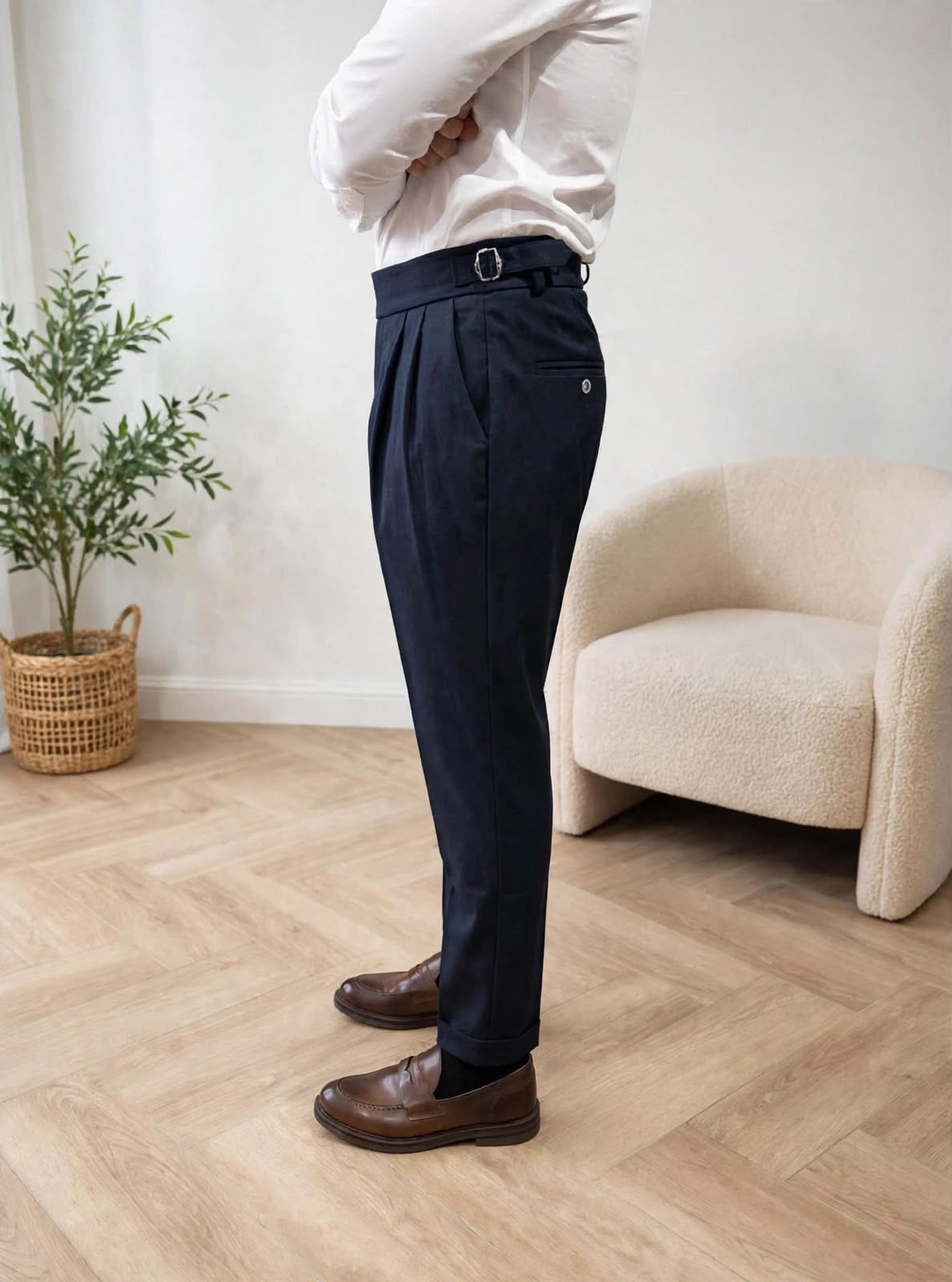 PANTALONE CON FIBBIE BLU NAVY