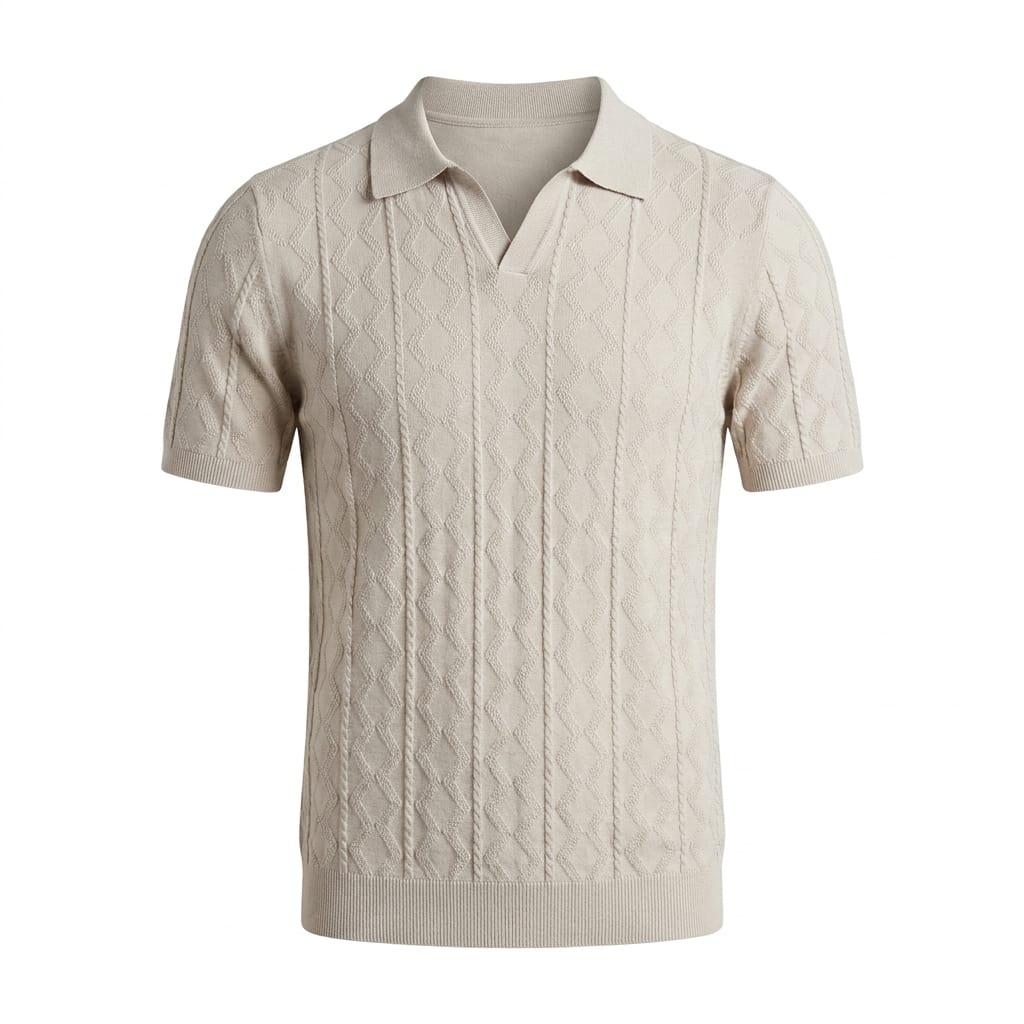 POLO IN FILO CON RICAMO BEIGE
