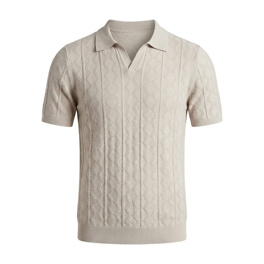 POLO IN FILO CON RICAMO BEIGE