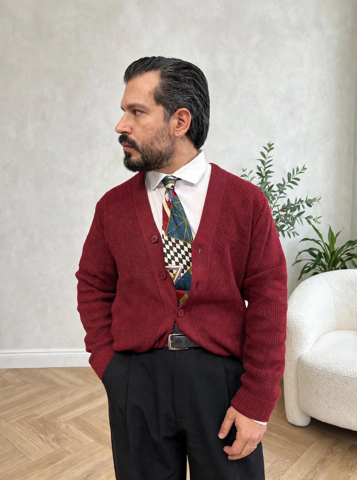 CARDIGAN DAMON BORDEAUX