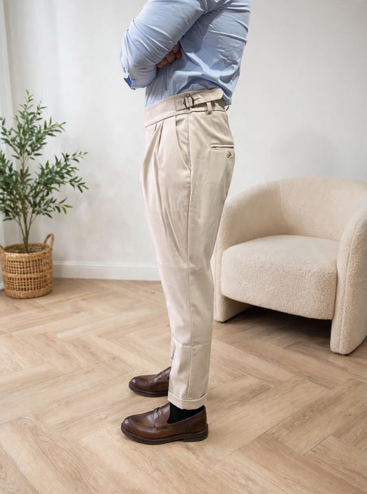 PANTALONE CON FIBBIE BEIGE