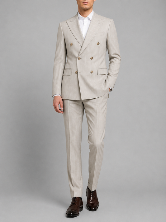 ABITO DOPPIOPETTO BEIGE GESSATO