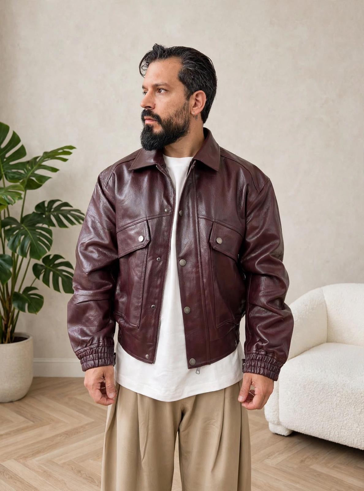 BOMBER ECO CROPPED BORDEAUX