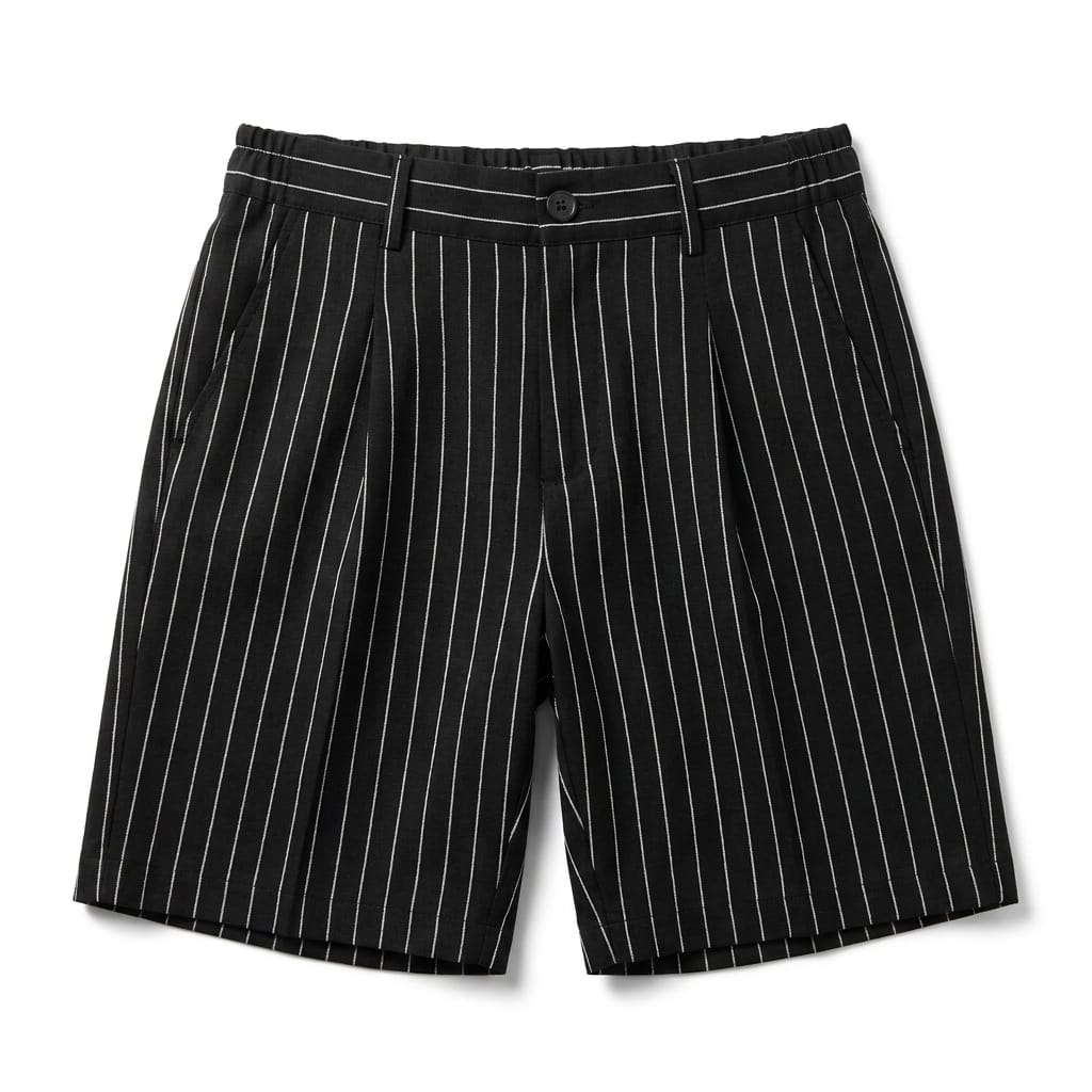BERMUDA GESSATO MISTO LINO NERO