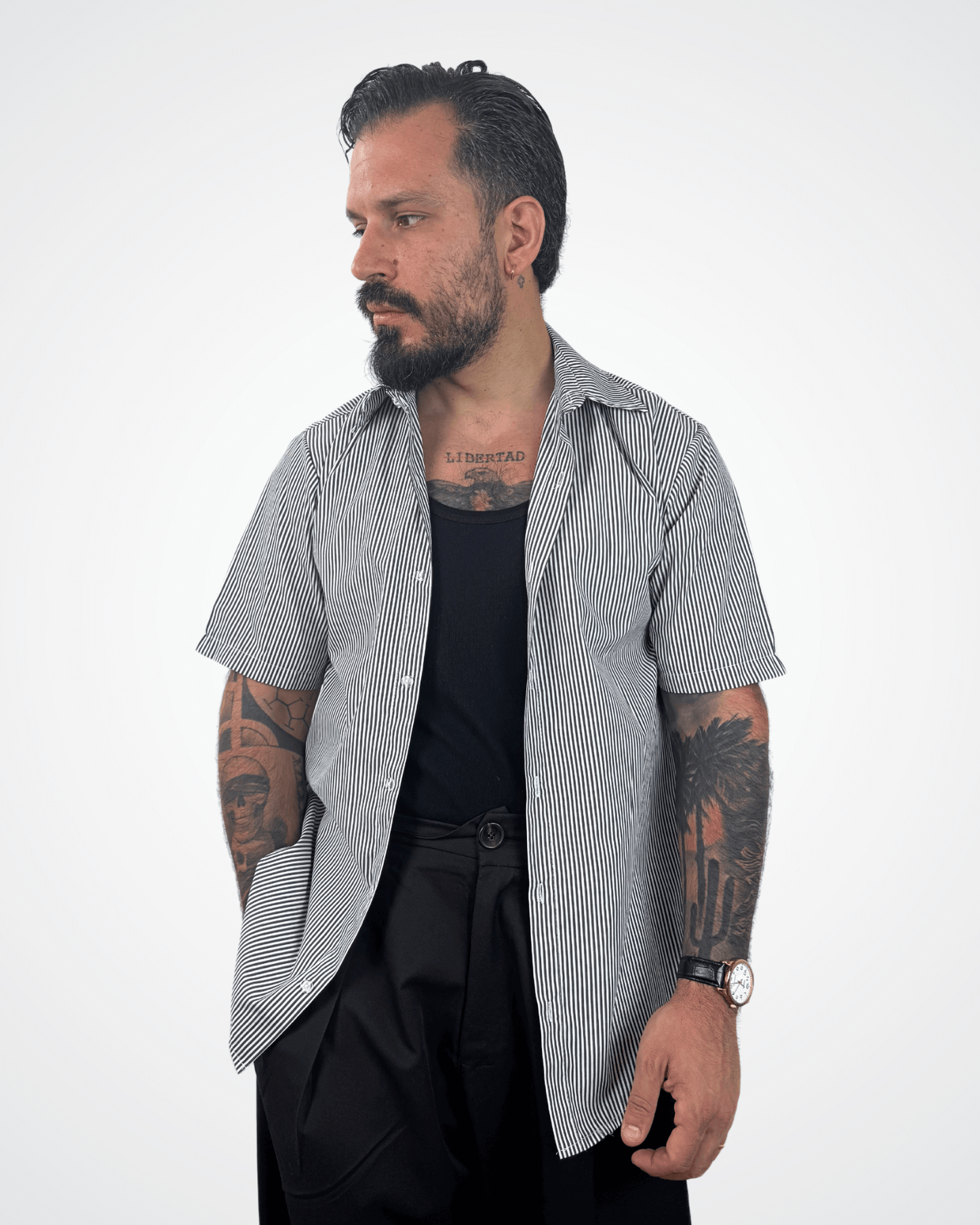 Camicia rigata mezza manica