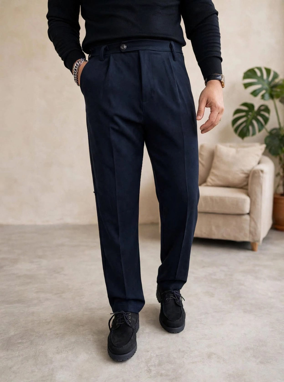 PANTALONE FONDO AMPIO BASIC BLU NAVY