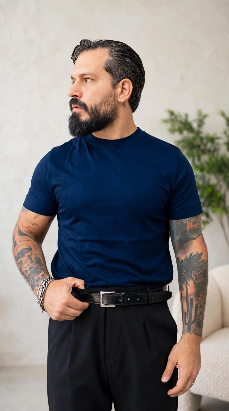 T-SHIRT FILO DI SCOZIA PREMIUM BLU NAVY