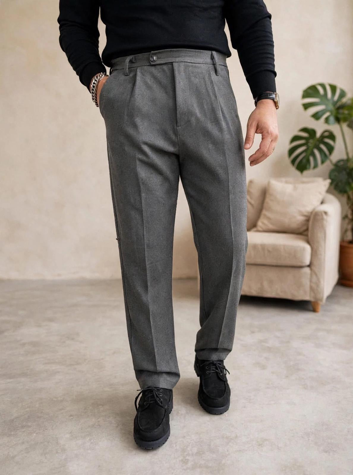 PANTALONE FONDO AMPIO BASIC GRIGIO