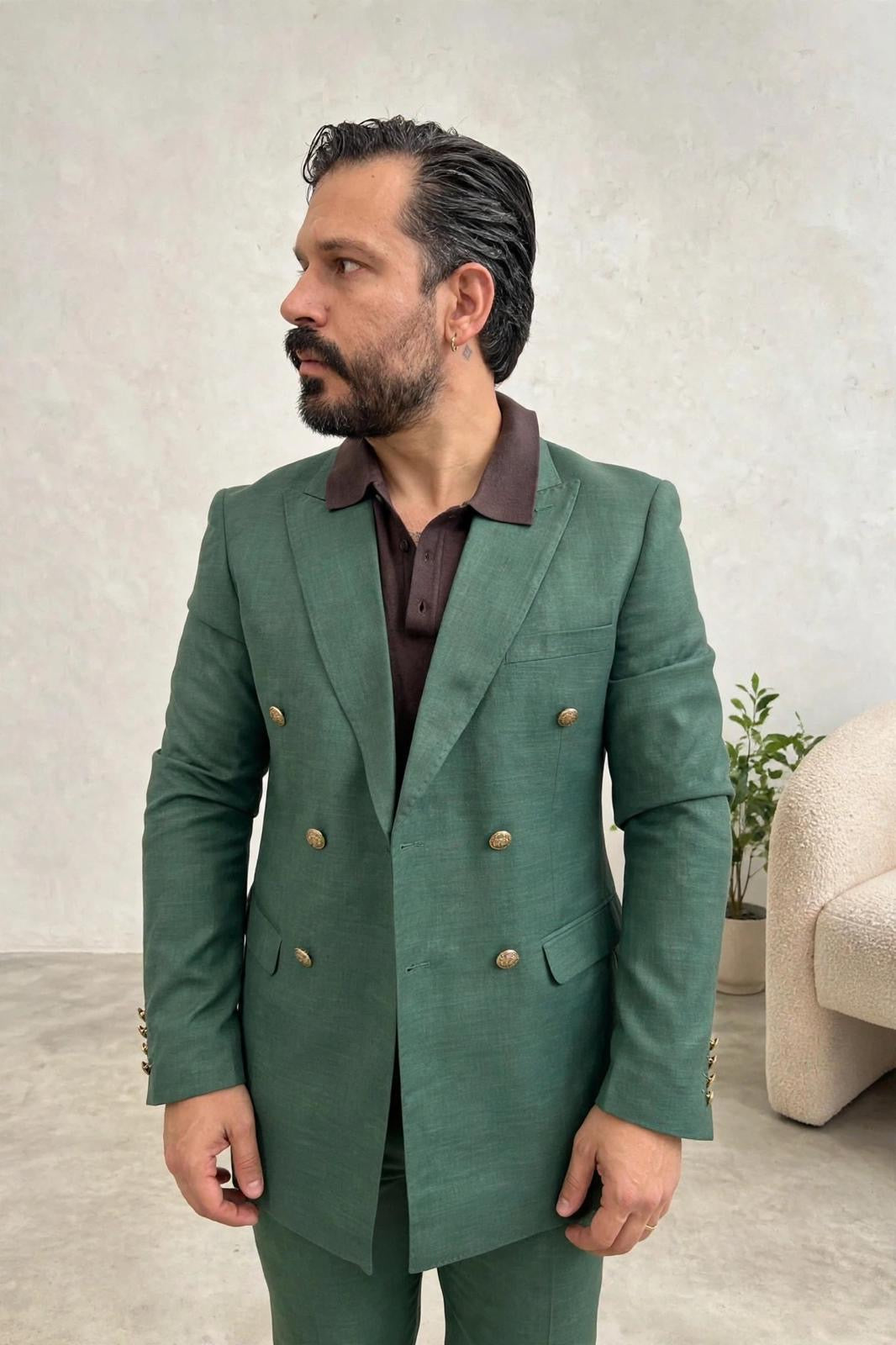 ABITO DOPPIOPETTO SLIM VERDE