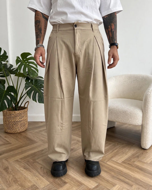 PANTALONE CON PINCES BEIGE