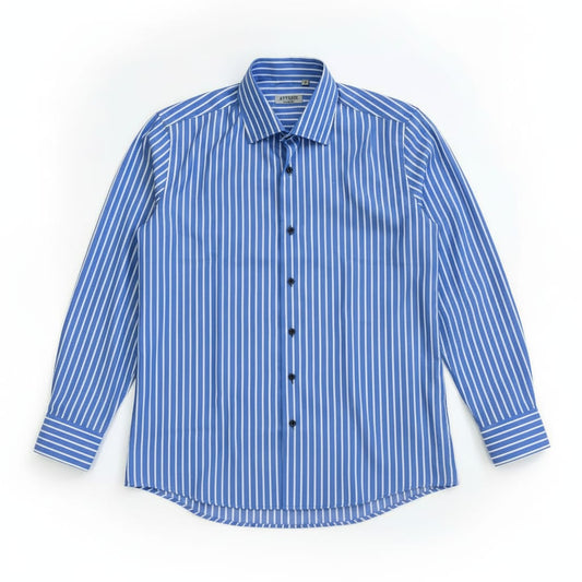 CAMICIA RIGATA REGULAR AZZURRA