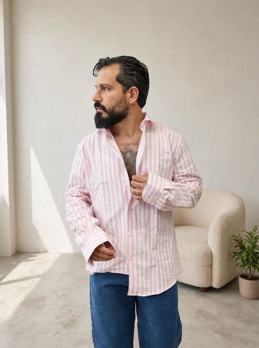 CAMICIA RIGATA OXFORD ROSA