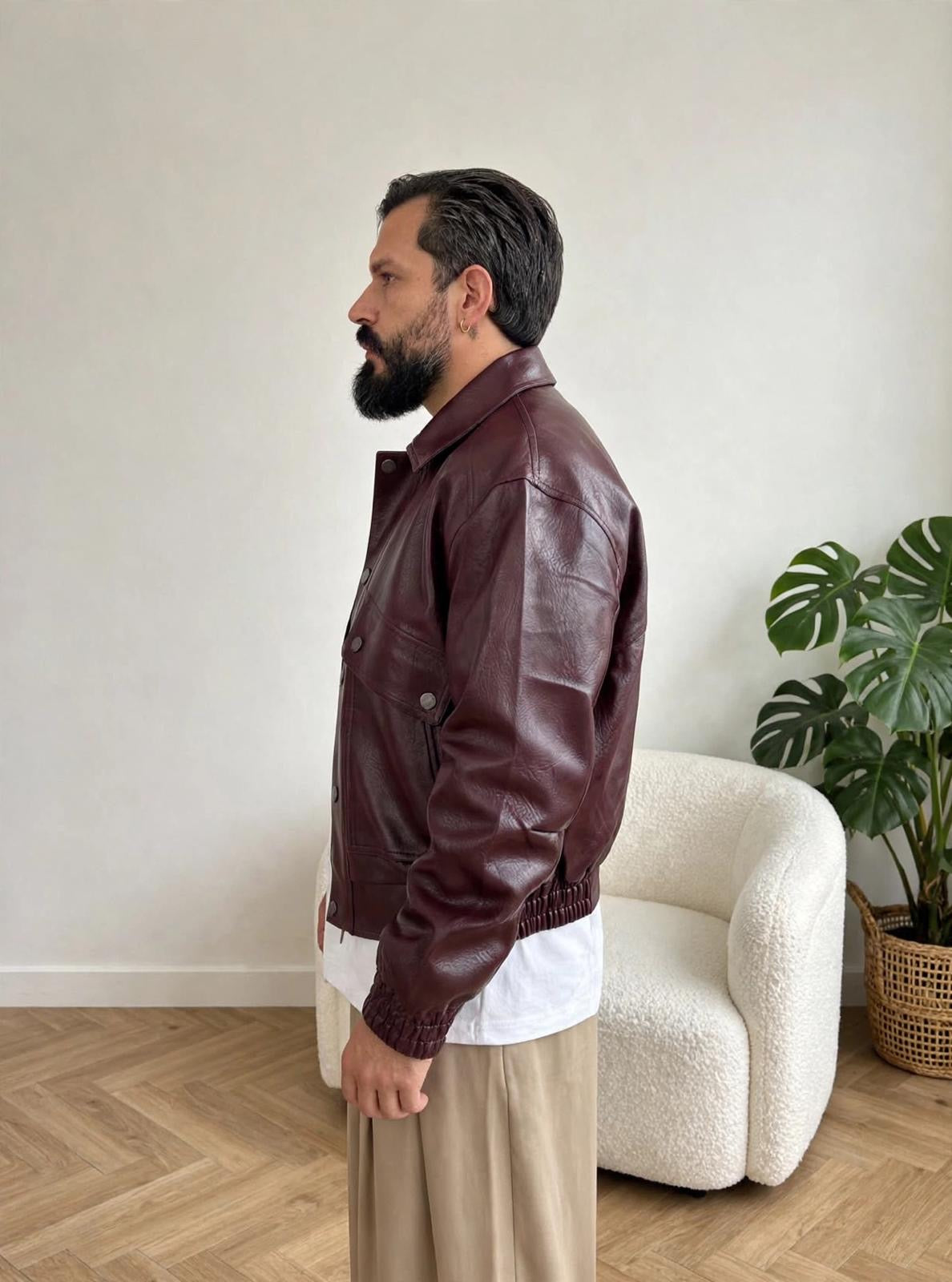 BOMBER ECO CROPPED BORDEAUX
