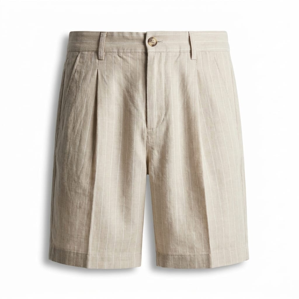 BERMUDA GESSATO MISTO LINO BEIGE