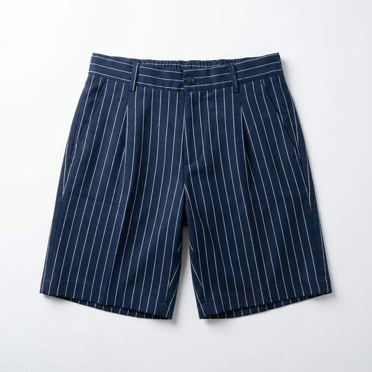 BERMUDA GESSATO MISTO LINO BLU