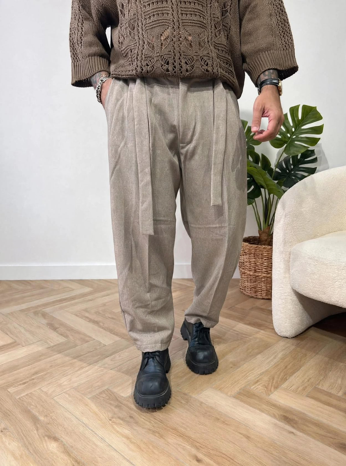 PANTALONE JAPAN CON CORDA BEIGE MÉLANGE