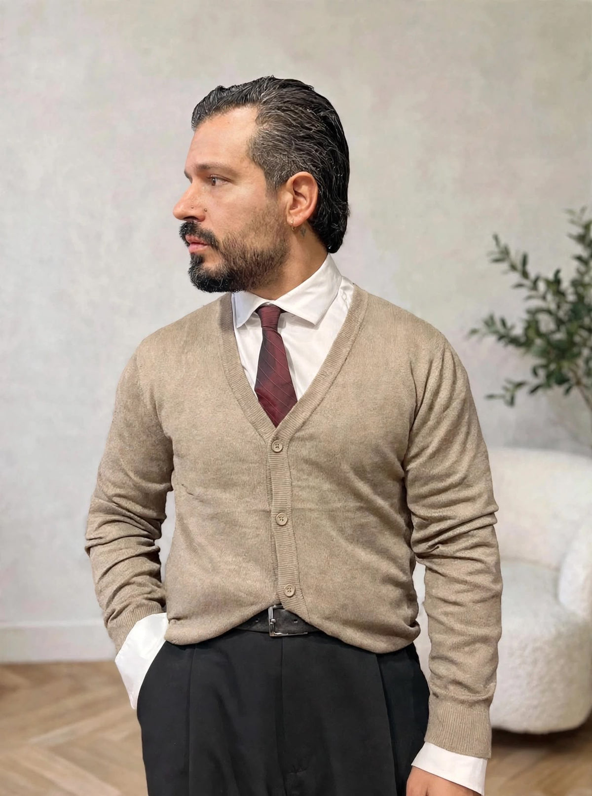 CARDIGAN IN FILO BEIGE