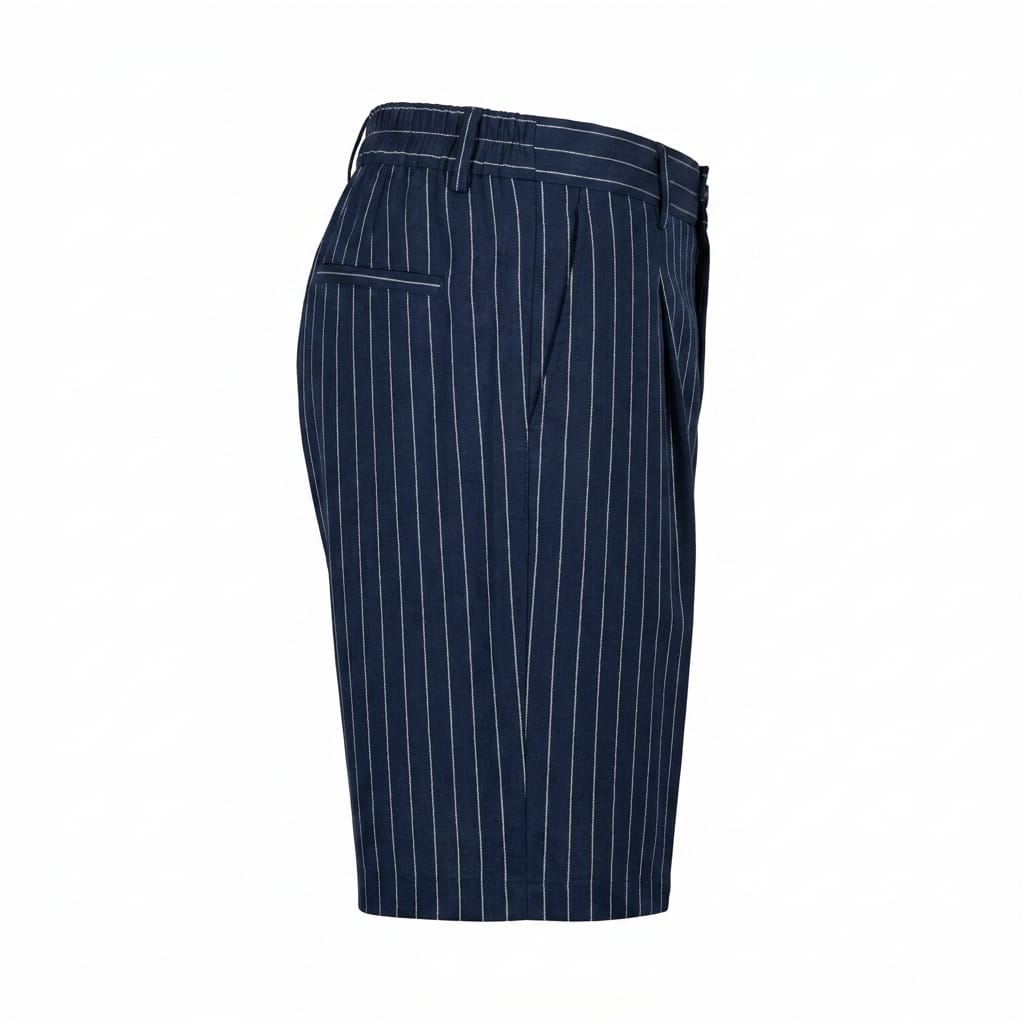 BERMUDA GESSATO MISTO LINO BLU