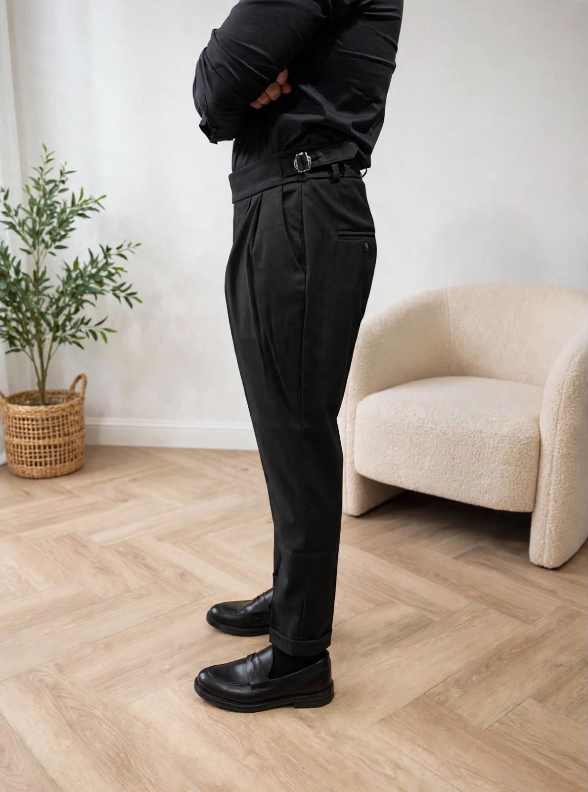 PANTALONE CON FIBBIE NERO