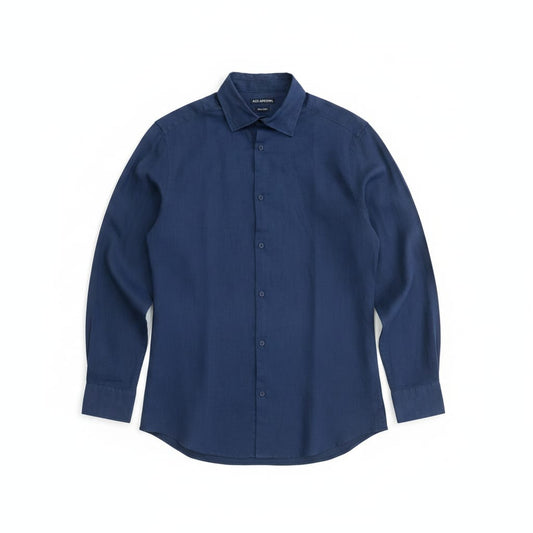CAMICIA MISTO LINO BLU NAVY