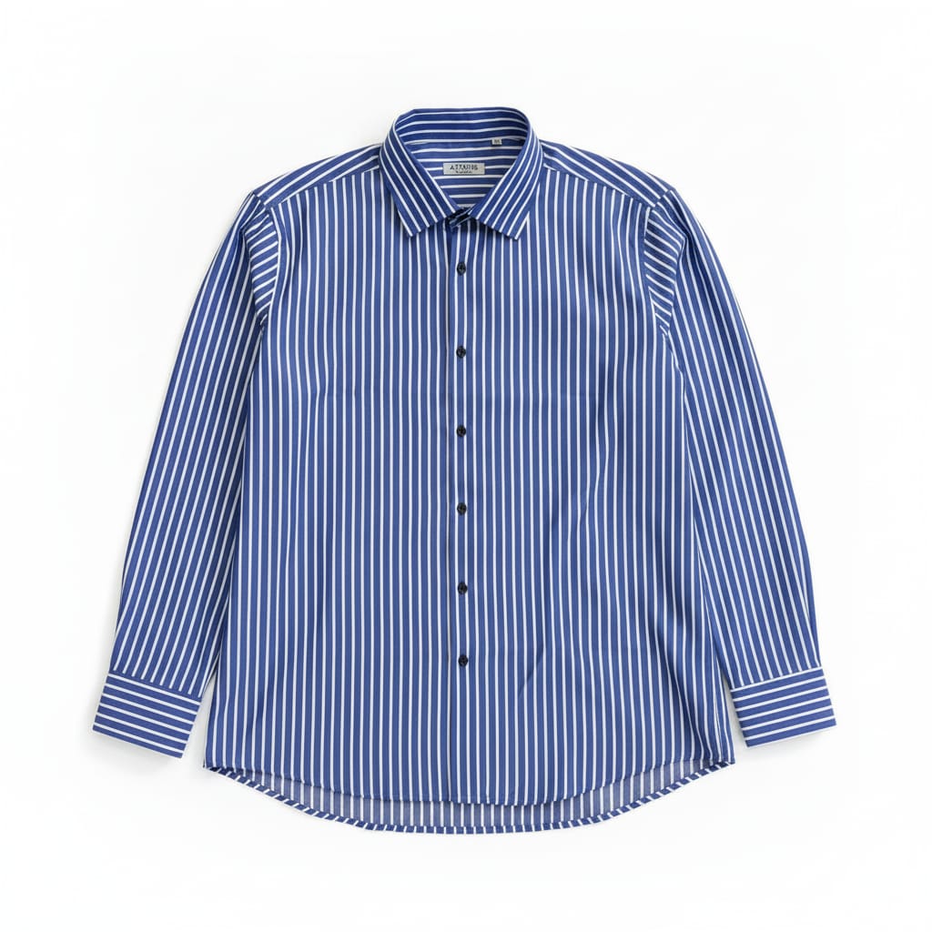 CAMICIA RIGATA REGULAR BLU