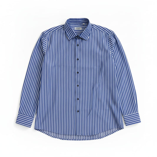 CAMICIA RIGATA REGULAR BLU