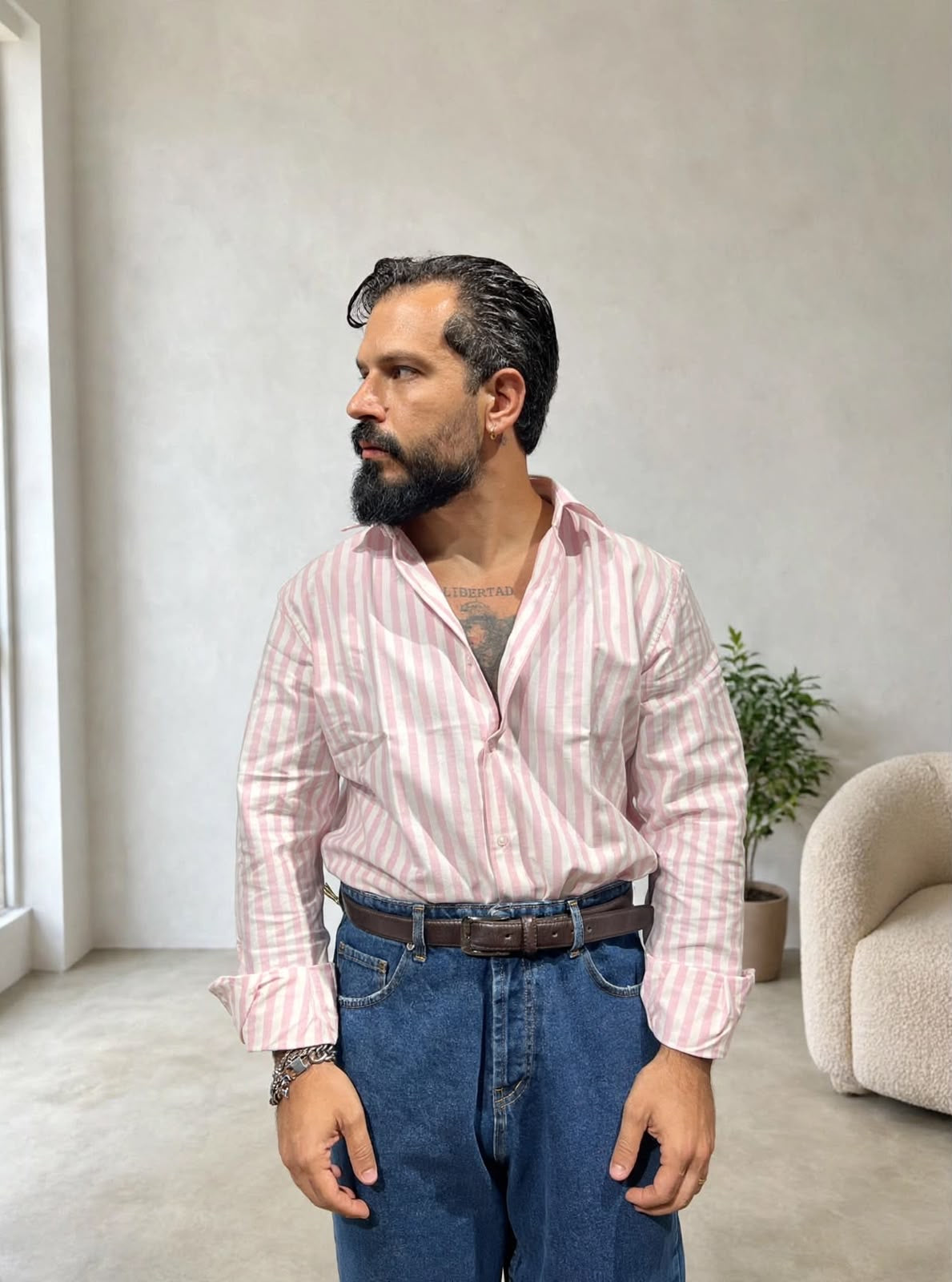 CAMICIA RIGATA OXFORD ROSA