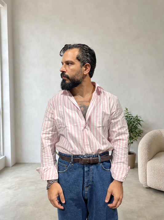 CAMICIA RIGATA OXFORD ROSA