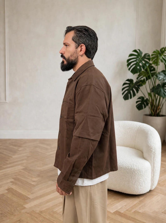 CAMICIA DOUBLESLEEVE MARRONE