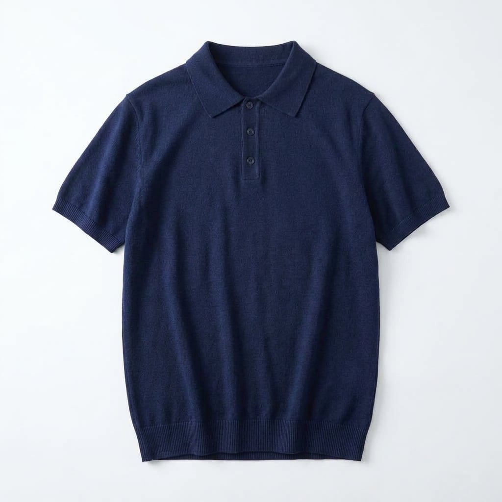 POLO IN FILO BLU NAVY