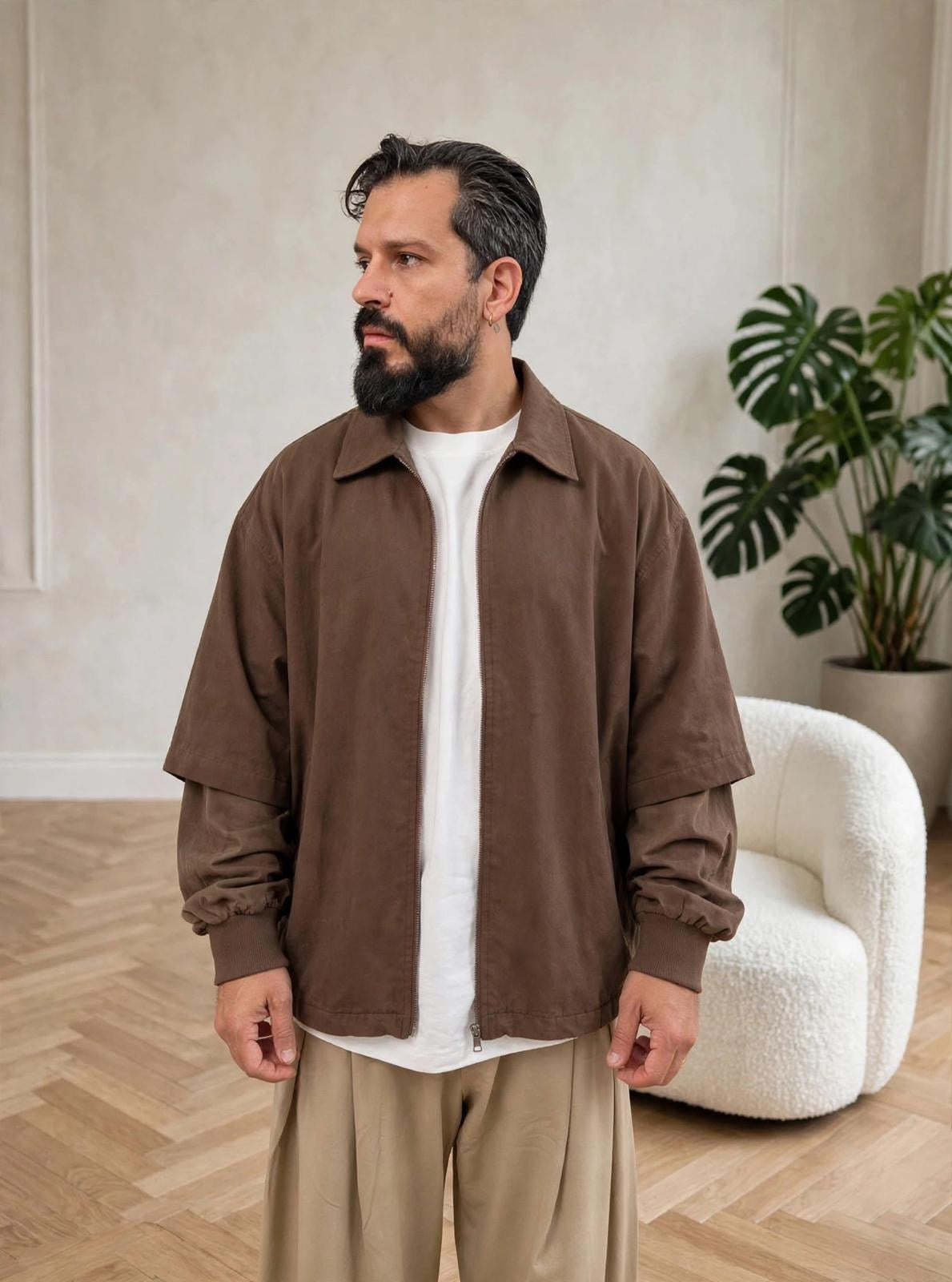 CAMICIA DOUBLESLEEVE MARRONE