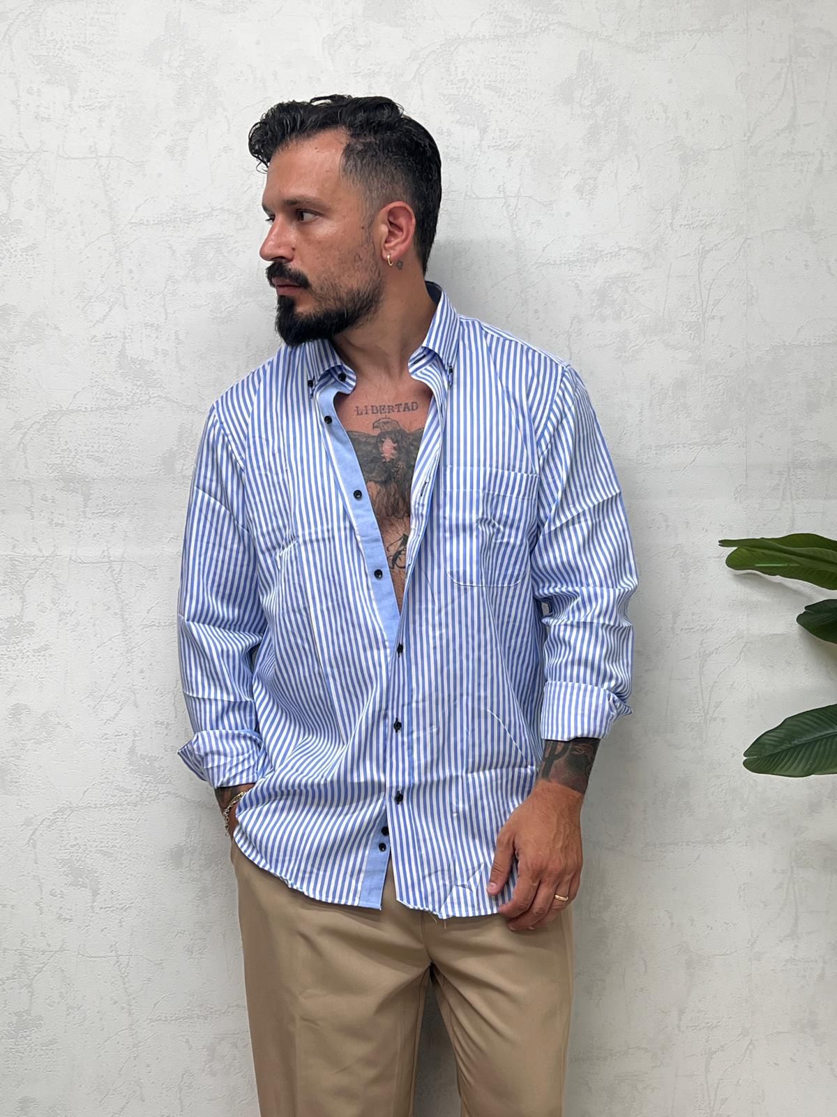 camicia rigata manica lunga