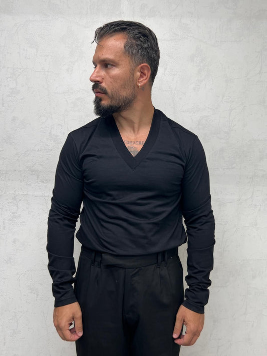 maglia manica lunga scollo v