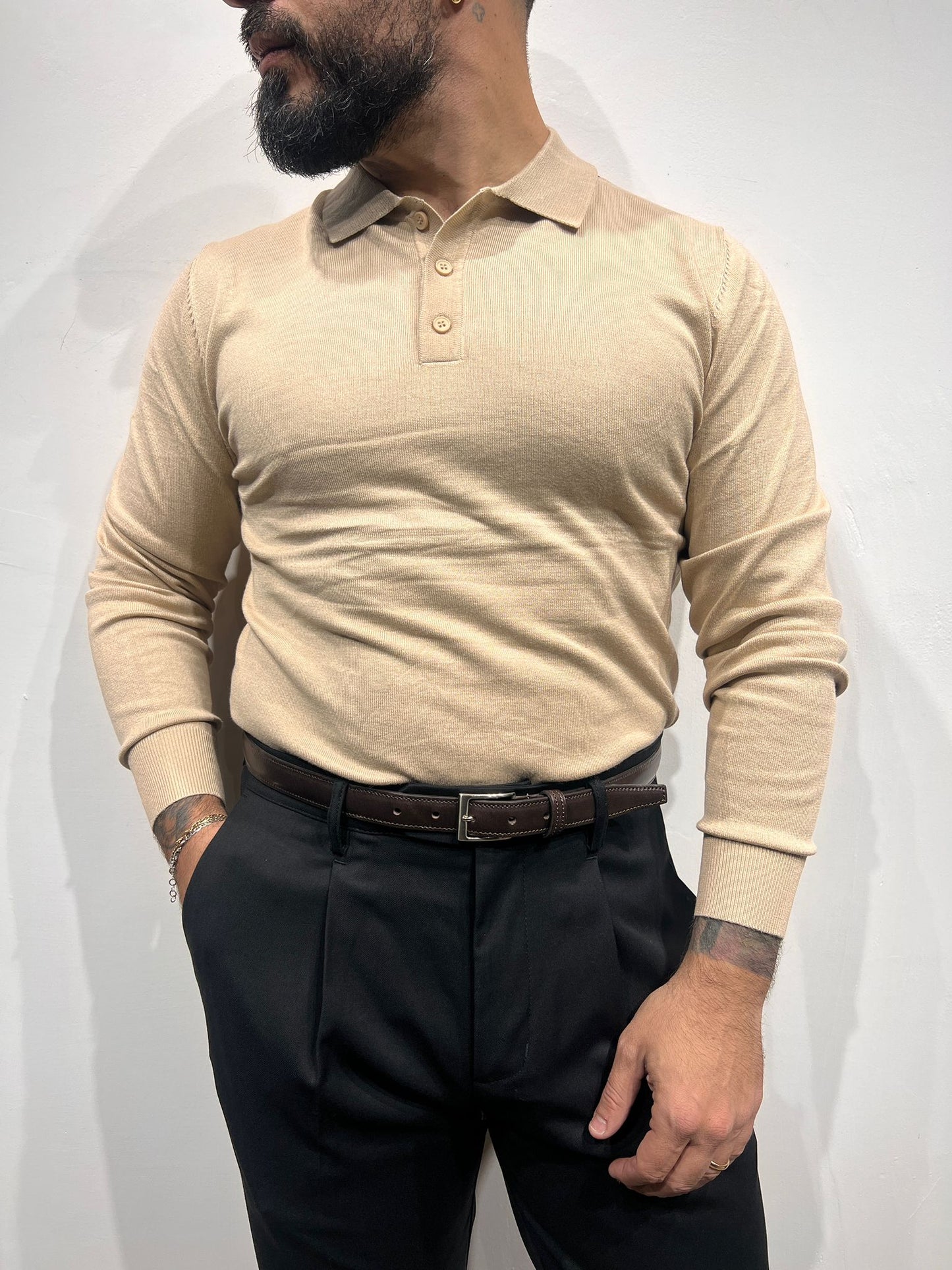 polo manica lunga in filo