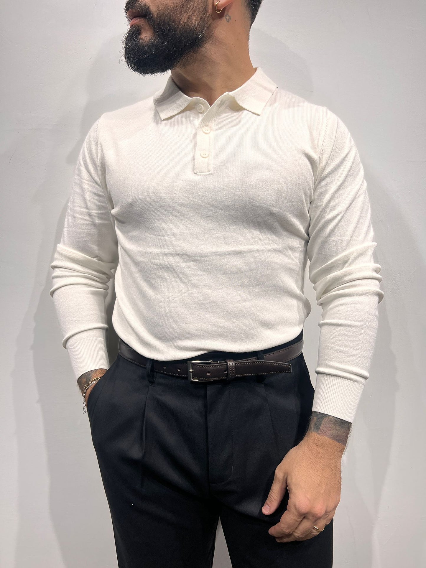 polo manica lunga in filo